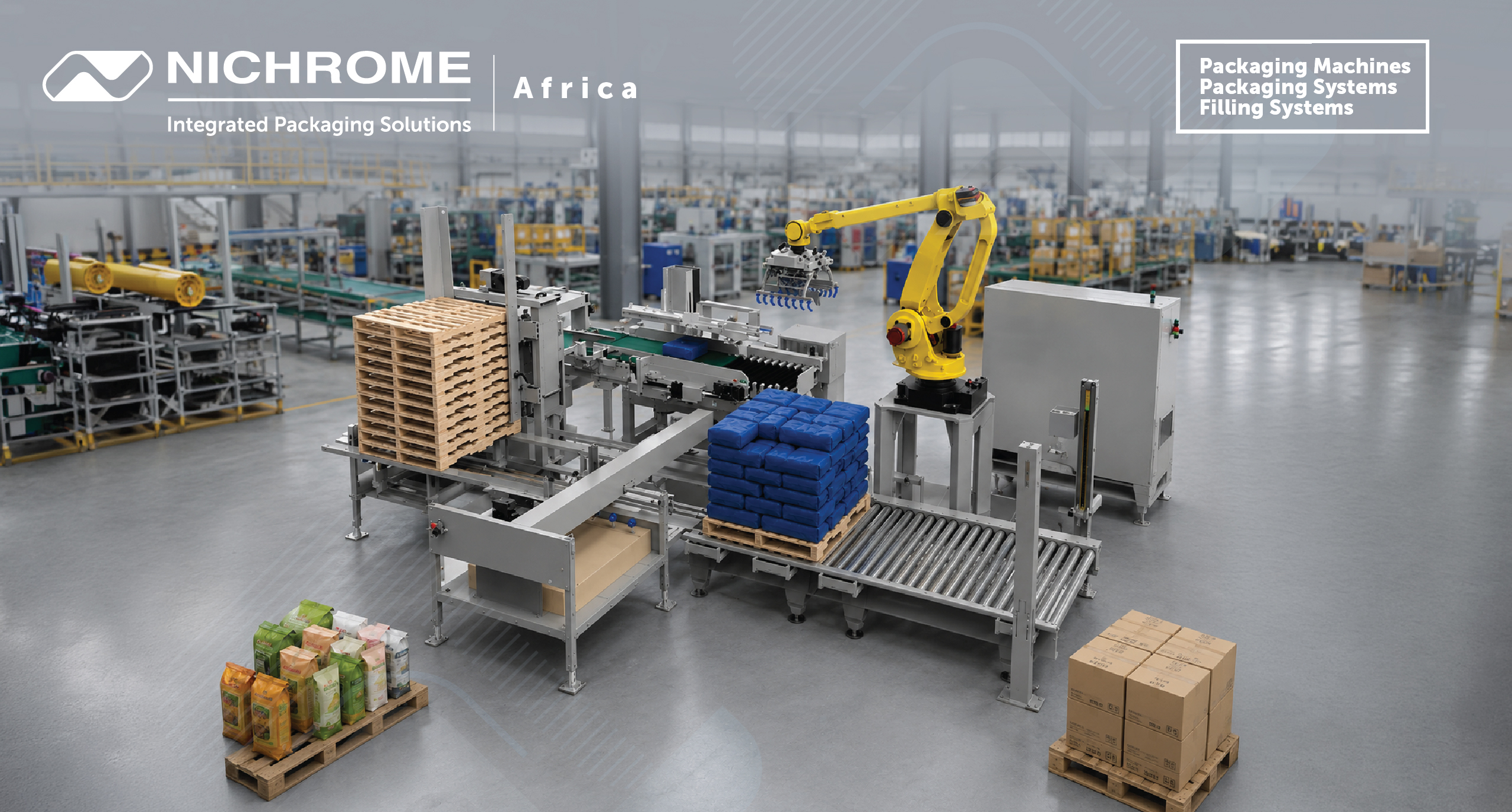 Automated end-of-line packaging and robotic palletising system in Africa